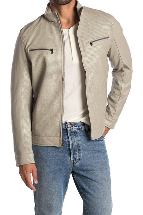 michael kors perforated faux leather moto jacket
